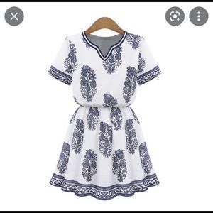 Goodnight Macaroon Blue and White Dress Size XS